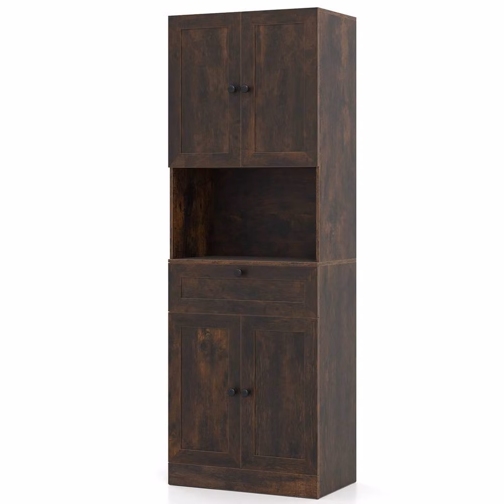 FORGEVIO Freestanding Bathroom Storage Cabinet in Brown, Height: 171.5 cm, Width: 35 cm, Depth: 35 cm – 5