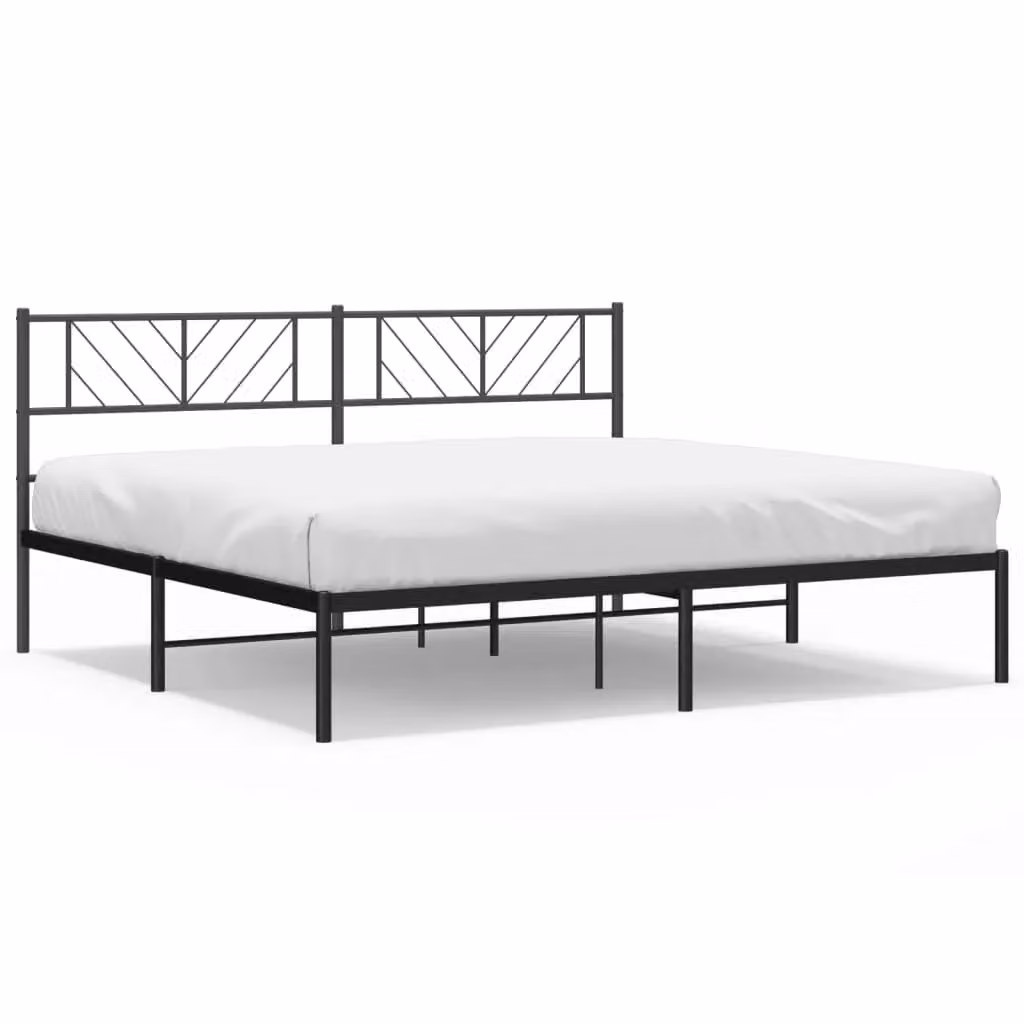 Berkfield Home Metal Bed Frame with Headboard in Black W/D/H: 193 x 203 cm – 2