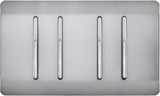 Trendi 4 Gang (2 Way & 1x Intermediate) 10 Amp Rocker Light Switch in Silver Chrome Finish