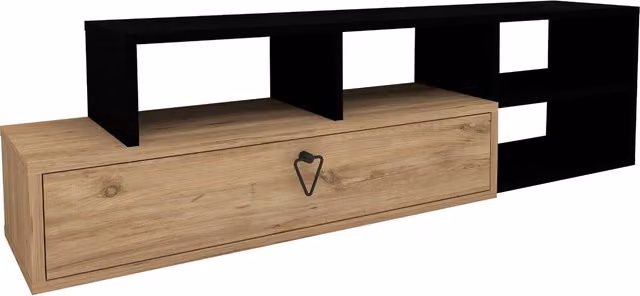 Destina Home Mercury Adjustable TV Unit with Shelves in Atlantic Pine and Black