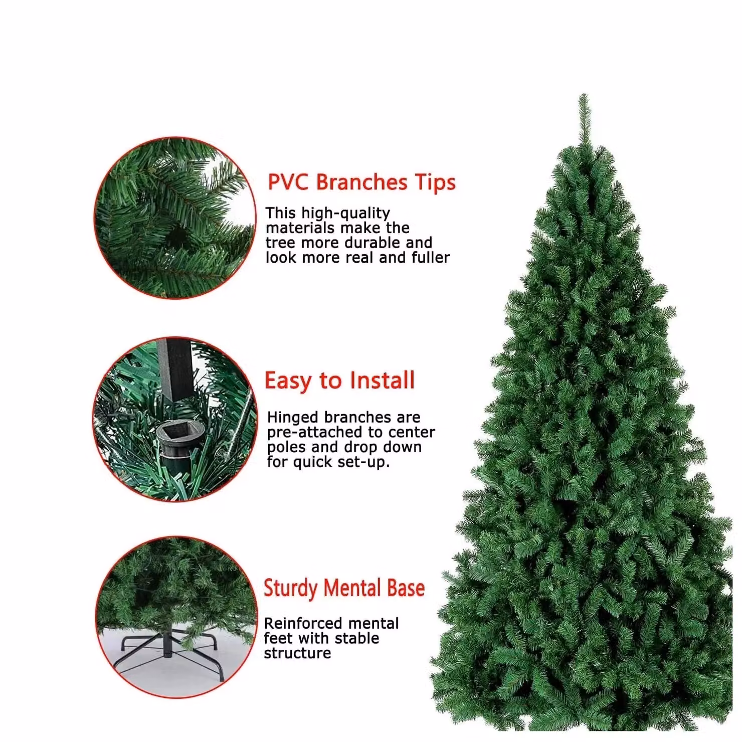 AKA 4ft Bushy Artificial Christmas Tree with Stand in Green, Height: 120 cm – 2