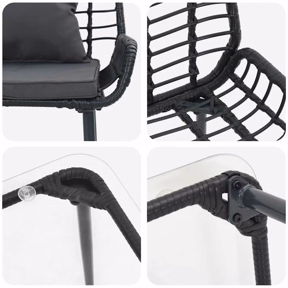 Berkfield Home 4 Piece Poly Rattan Garden Furniture Set in Black and Cream – 3