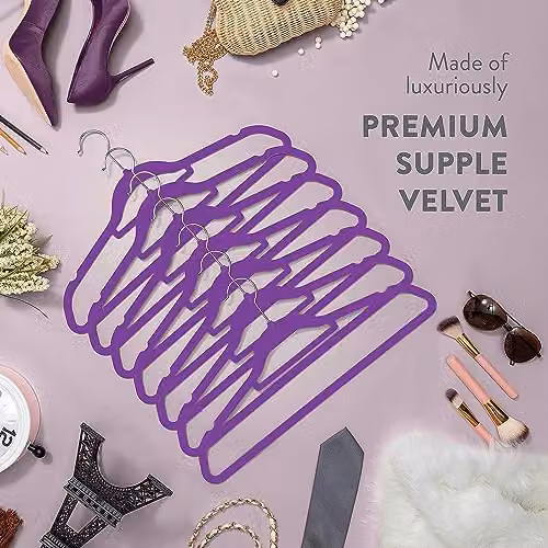 MantraRaj Non-Slip Flocked Velvet Clothes Hangers with 360 Degree Swivel Hooks, Purple, 20 Pack – 5