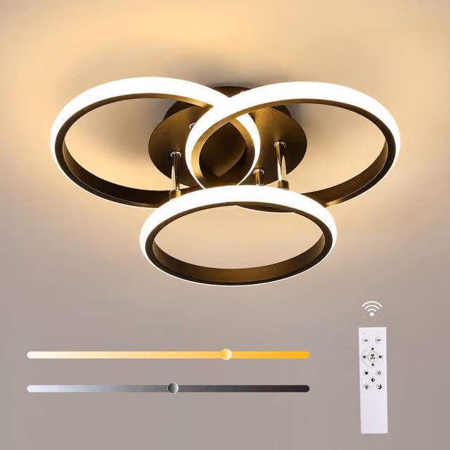 COMELY 42W Modern Round LED Dimmable Ceiling Light with Remote Control, Black – 1
