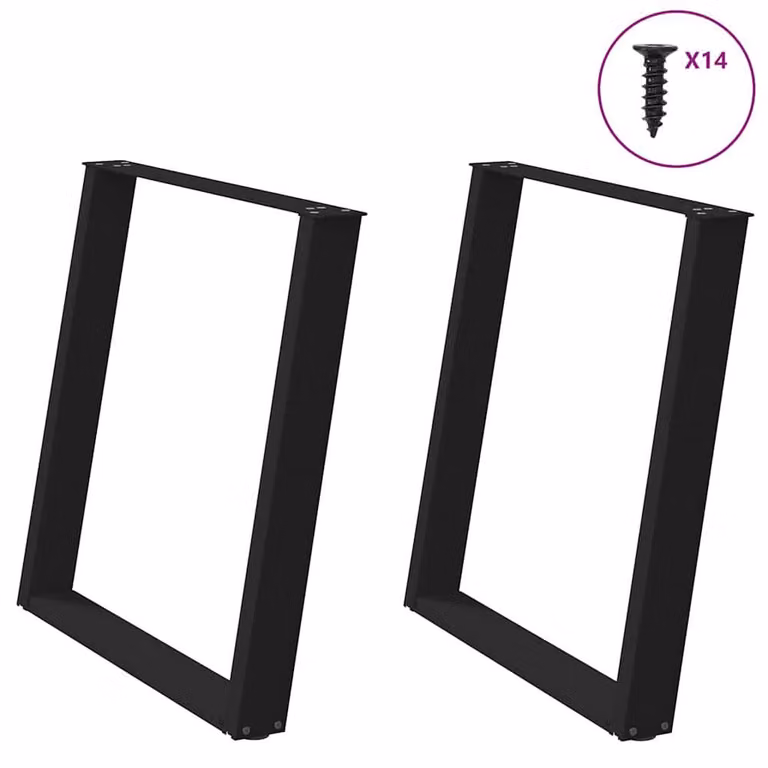 Berkfield Home Modern vidXL U-Shaped Dining Table Legs, 2 Pieces, Black, W/H: 70 x 72.5 cm