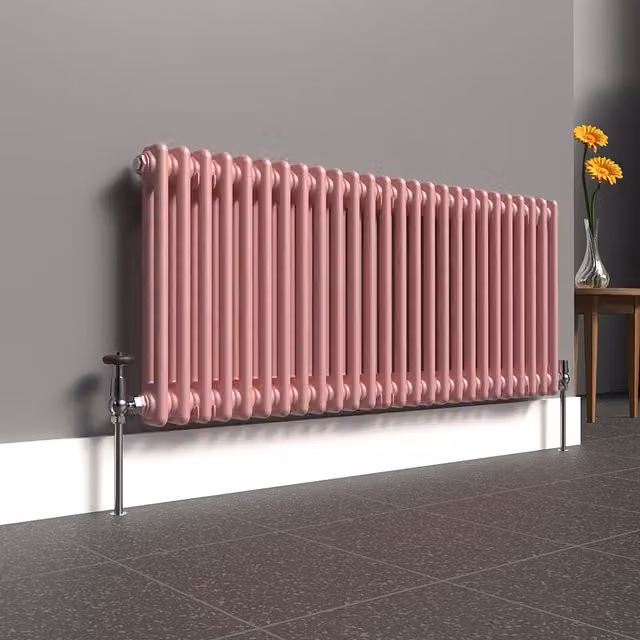 Lux Heat Horizontal 2 Column Steel Radiator in Pink, W: 119 cm, H: 50 cm