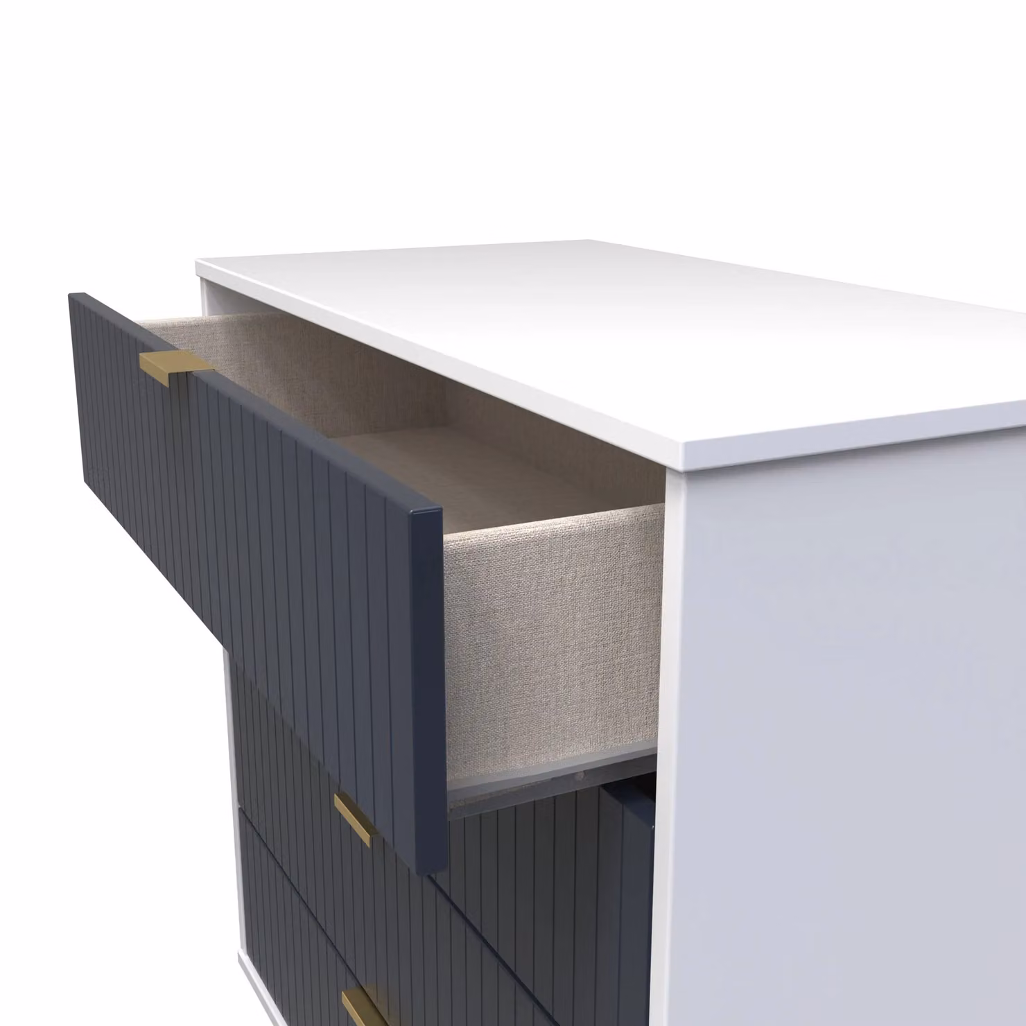 Ready Assembled 2 U Bexley 4 Drawer Chest in Dark Blue and Gold – 5