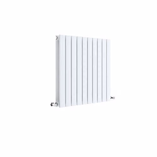 Nuie Sloane Modern Home Wall Mount Designer Horizontal Double Panel Radiator, White, W: 60.0 cm, H: 58.6 cm, D: 7.2 cm