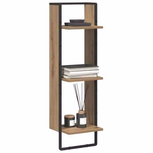 vidaXL Wall-Mounted Artisan Oak Wall Shelf, Brown, W/D/H: 30 x 25 x 100 cm – 1