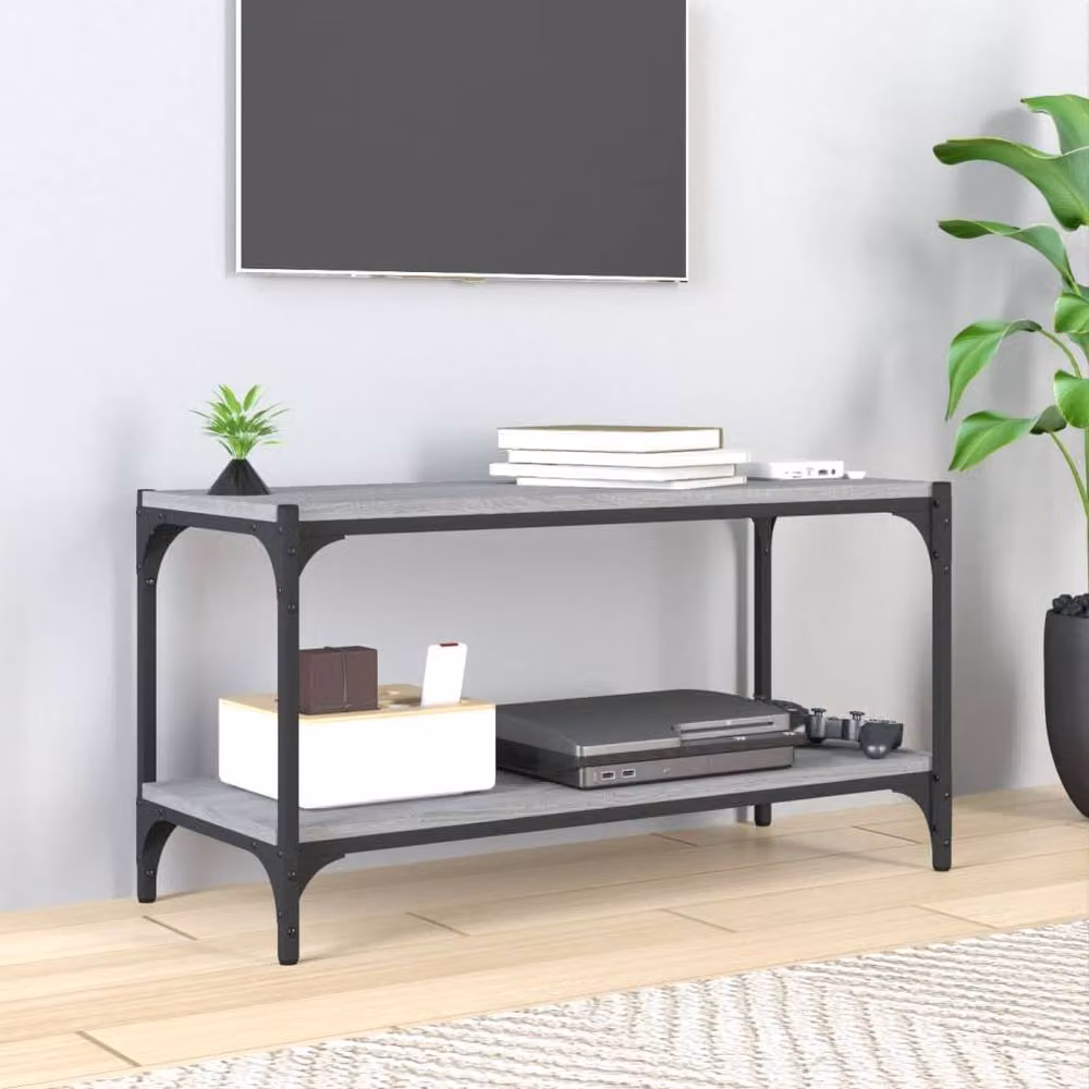 Berkfield Home Grey Sonoma TV Cabinet in Engineered Wood and Steel, W/D/H: 80 x 33 x 41 cm – 2