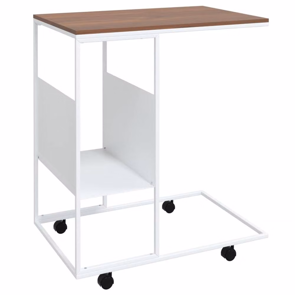 Berkfield Home White Side Table with Castors, W/D/H: 55 x 36 x 63.5 cm – 2