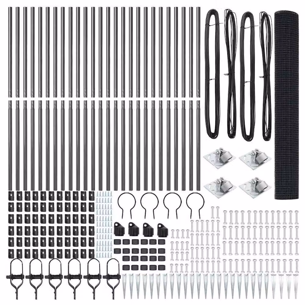 Berkfield Home Grey Powder-Coated Steel Modern Welded Wire Fence with 13 In-Ground Spike Posts, W: 120 cm, L: 50 m – 2