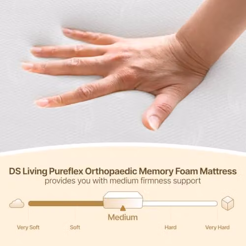 DS Living Pureflex Orthopaedic Memory Foam Mattress, White, W/D/H: 135 x 190 x 25 cm – 2