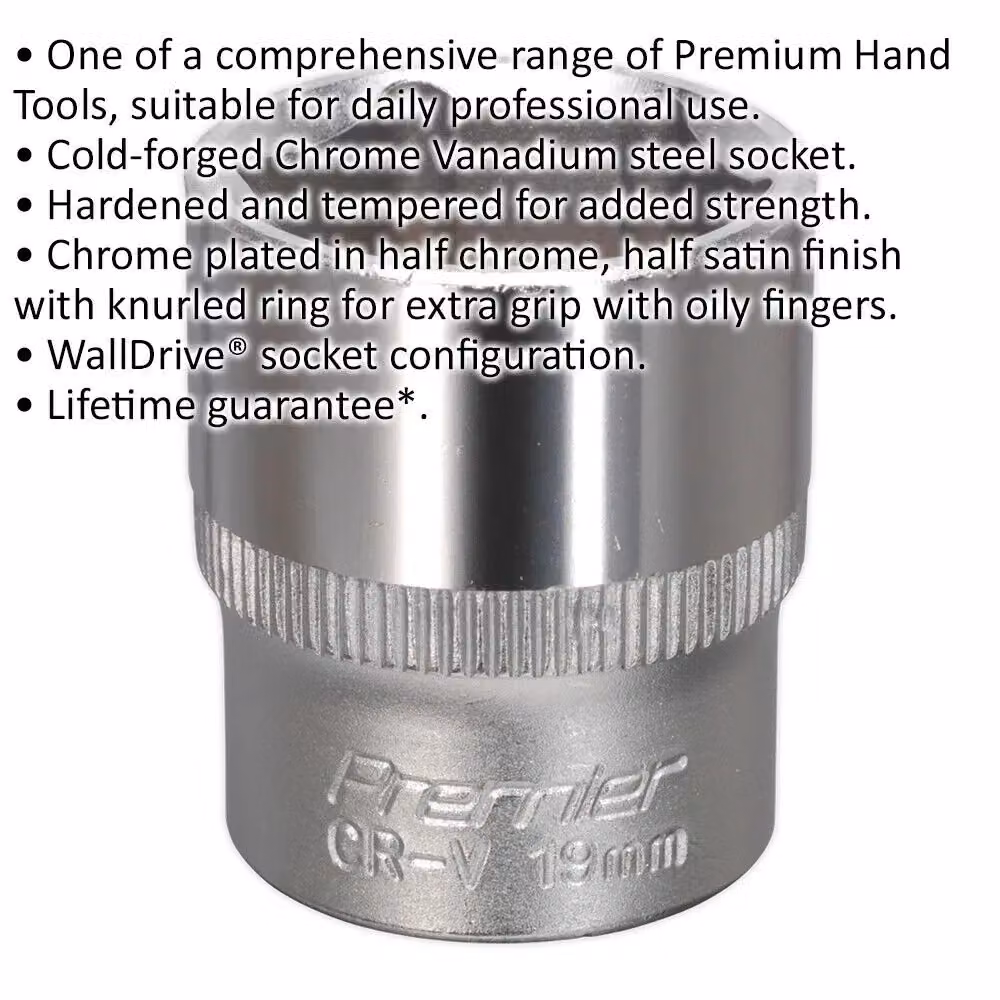 Loops 19mm Forged Steel Drive Socket, 3/8 inch Square Drive, Chrome Vanadium, Silver – 2
