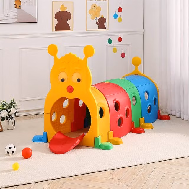 Livingandhome Modular Animal Play Tunnel in Multicolour and Yellow
