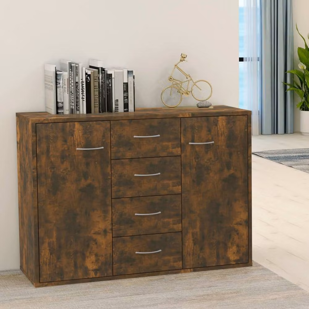 Berkfield Home Smoked Oak Sideboard in Brown, W/D/H: 88 x 30 x 65 cm – 2