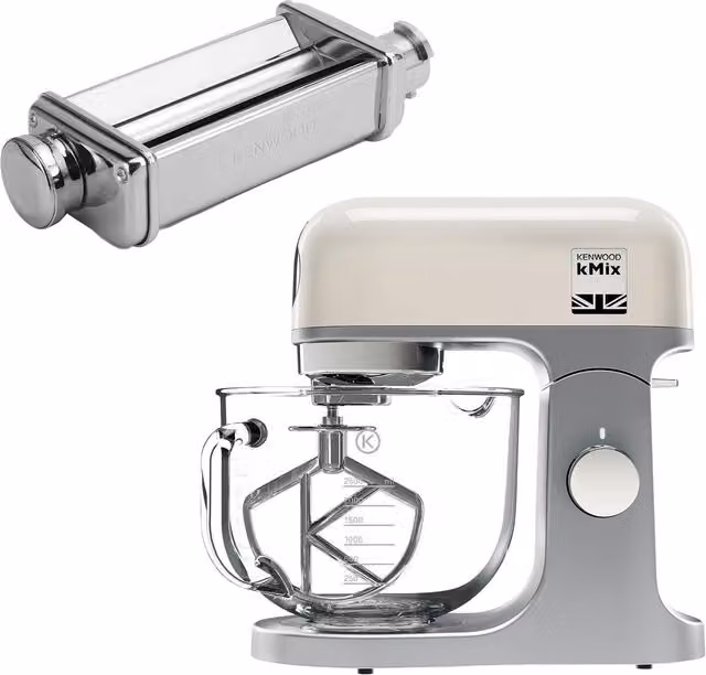 DeLonghi kMix Stand Mixer with 5L Bowl and Sausage Stuffer in Beige