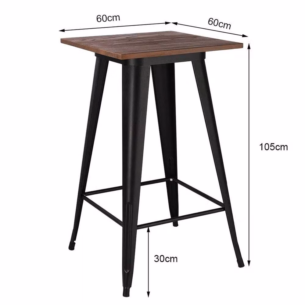 KORVIXA Industrial Metal Tall Bar Table in Brown, W/D: 100 x 100 cm – 2
