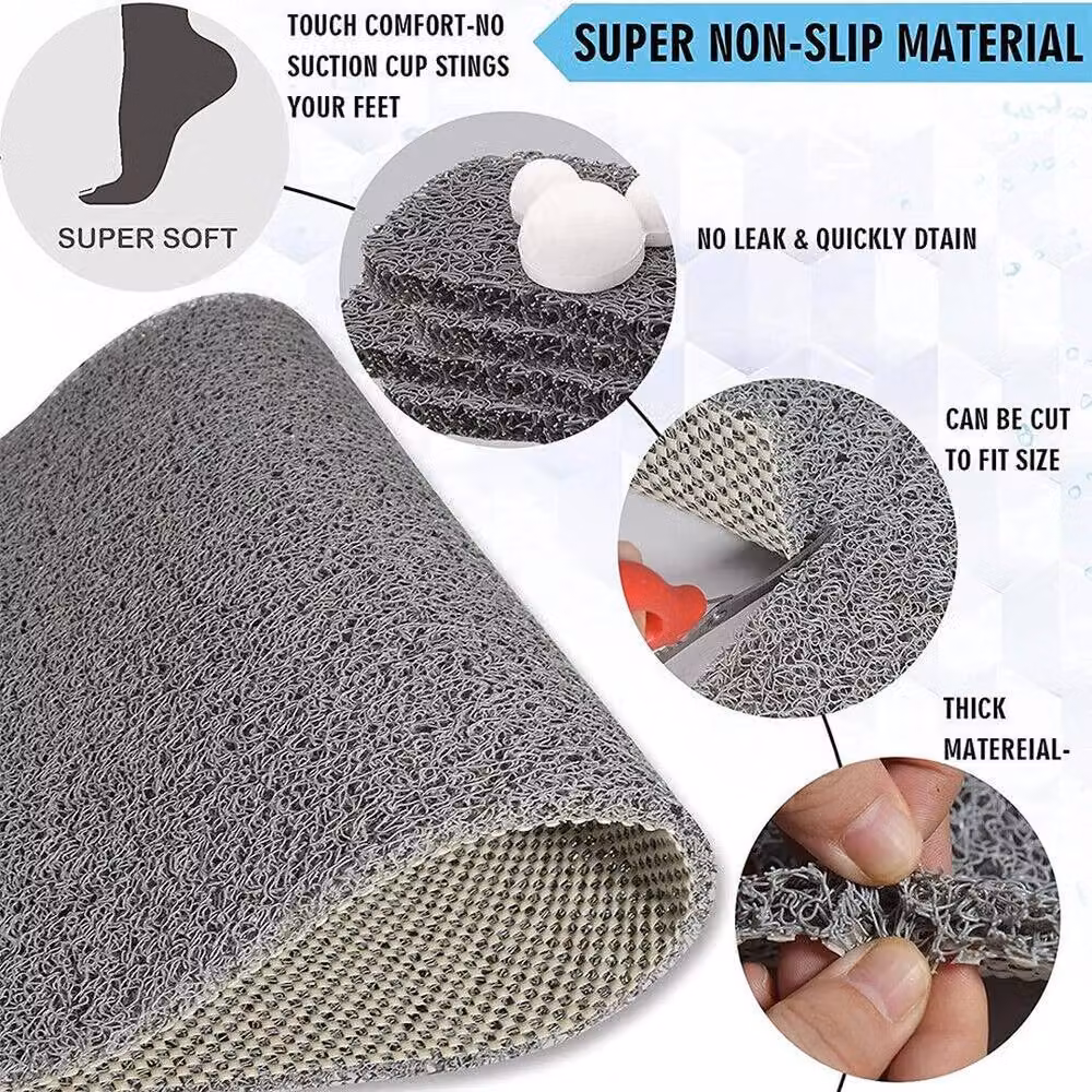 FORGEVIO Non-Slip and Anti-Mould PVC Bath Mat, Grey, W: 40 cm, D: 60 cm – 3