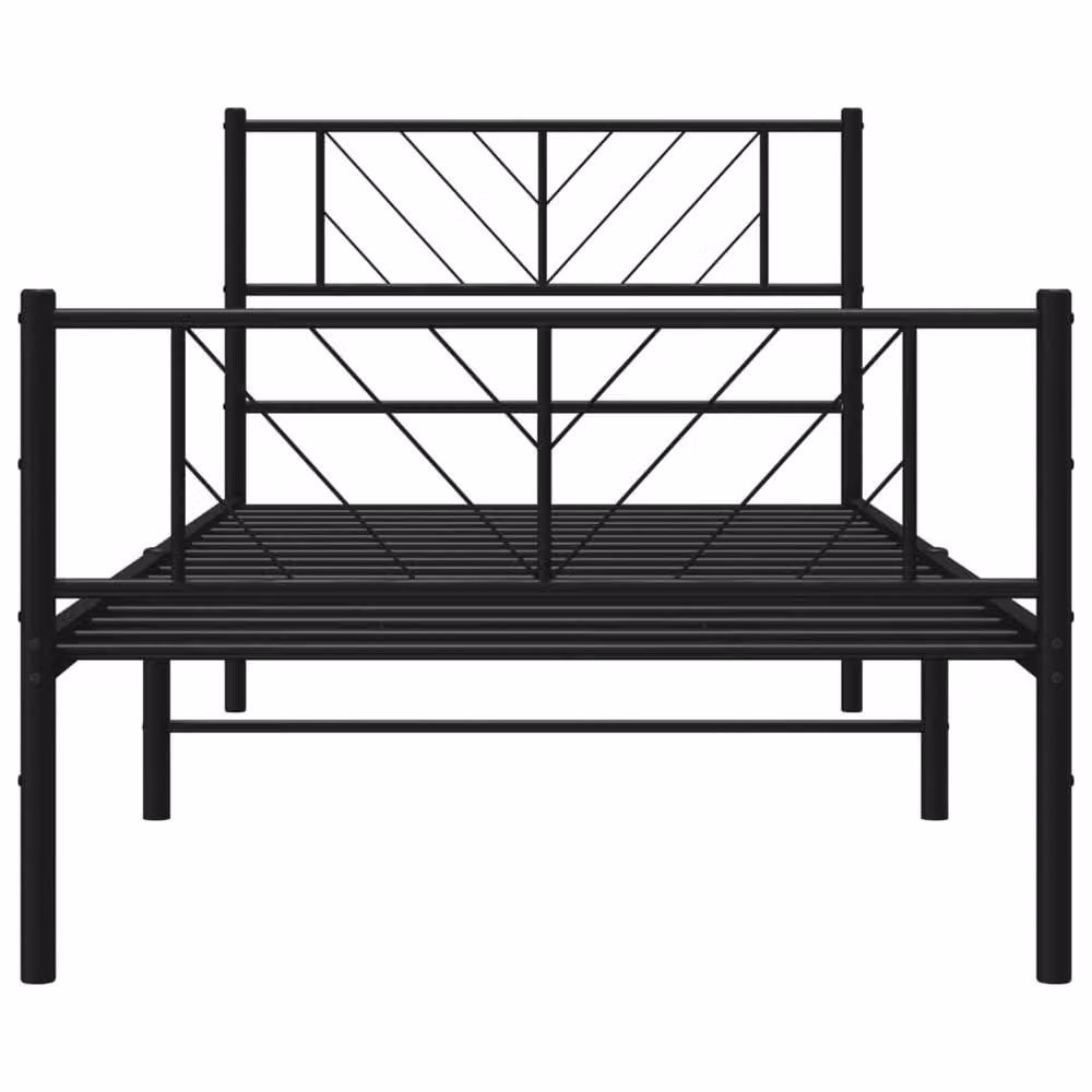 Berkfield Home Metal Bed Frame with Headboard and Footboard in Black, W/D/H: 90 x 190 cm Single – 3