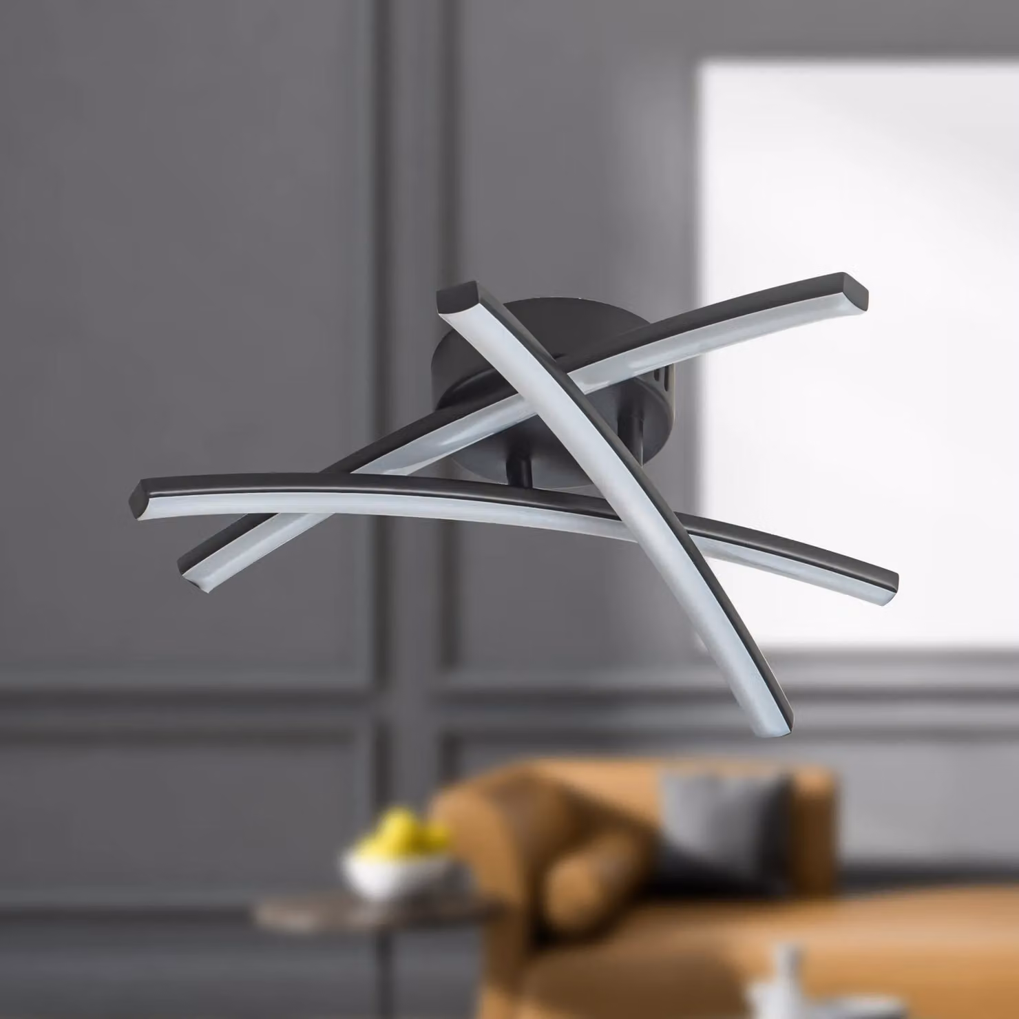 First Choice Lighting Yardley Black Modern Round LED Flush Ceiling Light – 4