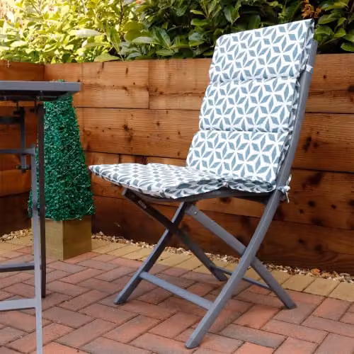 Gardenwize Pack of 2 Full Length Outdoor Rectangular Seat Cushions in Grey with Diamond Geo Pattern – 5