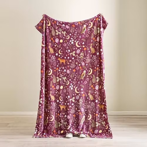 Catherine Lansfield Enchanted Twilight Animals Cosy Fleece Blanket Throw in Purple, W/D/H: 130 x 170 cm – 4