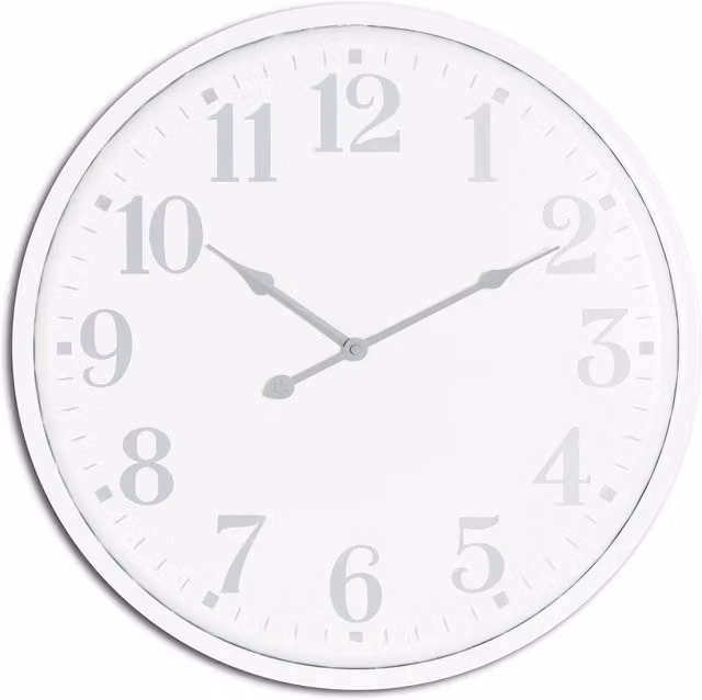 Love Lace Aubrey Modern Round Analog Metal Wall Clock in White and Grey