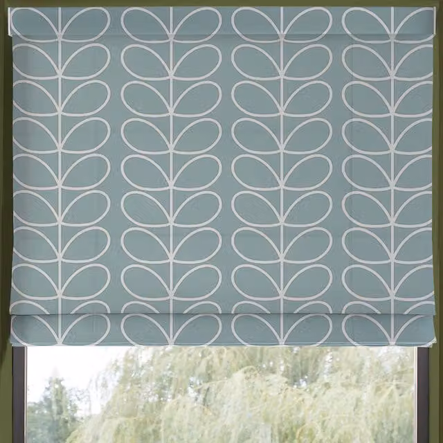 Orla Kiely Jumbo Linear Stem Made to Measure Blackout Roman Blind in Aqua Blue