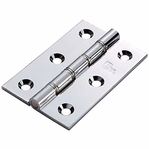 Loops Pair of Heavy Duty Butt Hinges in Polished Chrome, W/D/H: 7.6 x 5.0 x 0.25 cm