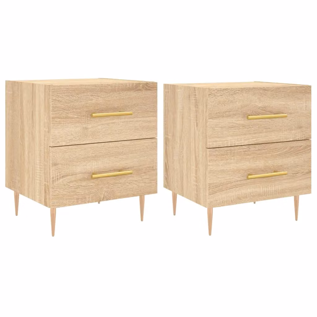 Berkfield Home Set of 2 Bedside Cabinets in Sonoma Oak Brown, W/D/H: 40 x 35 x 47.5 cm