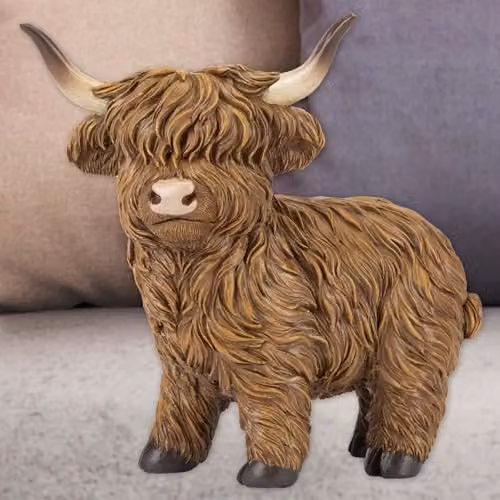 VFM e-Store Highland Cow Soft Toy Ornament, Brown, W: 15 cm, H: 19 cm – 4