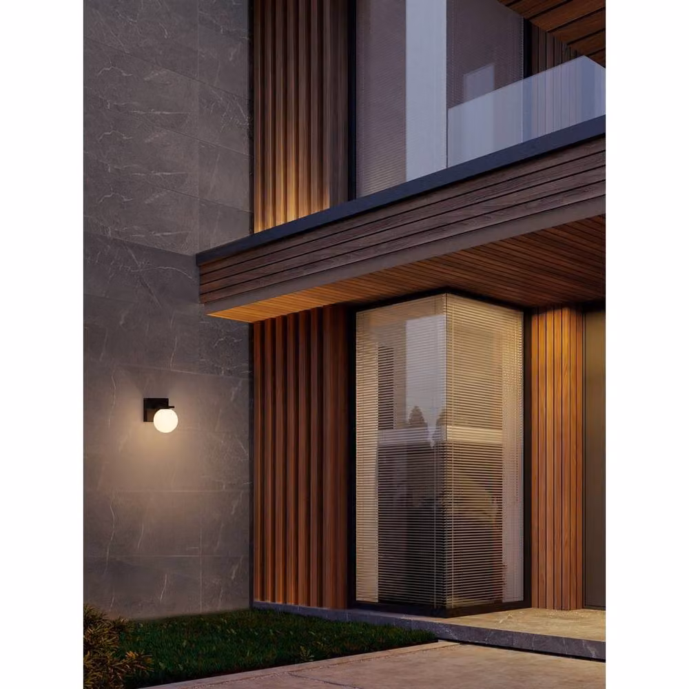 Netlighting Oracle Outdoor Globe Wall Lamp in Black with LED 9W 425lm 3000K IP65 – 2