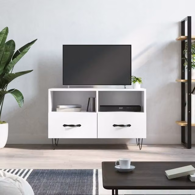 Berkfield Home Modern White TV Cabinet W/D/H: 80 x 36 x 50 cm