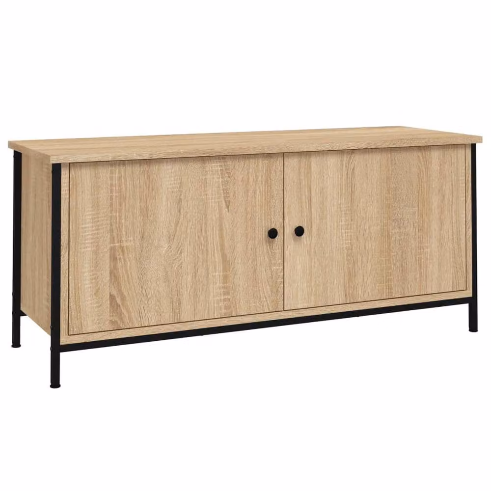 Berkfield Home TV Cabinet with Doors in Sonoma Oak, Light Brown, W/D/H: 102 x 35 x 45 cm – 2