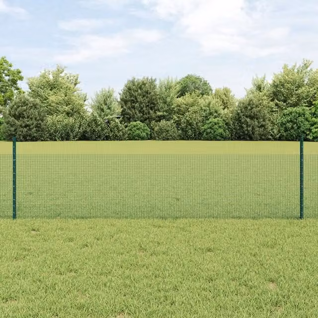 Berkfield Home Green Galvanised Steel Welded Wire Fence with 22 U-Profile In-Ground Posts, W: 50 m, H: 0.5 m