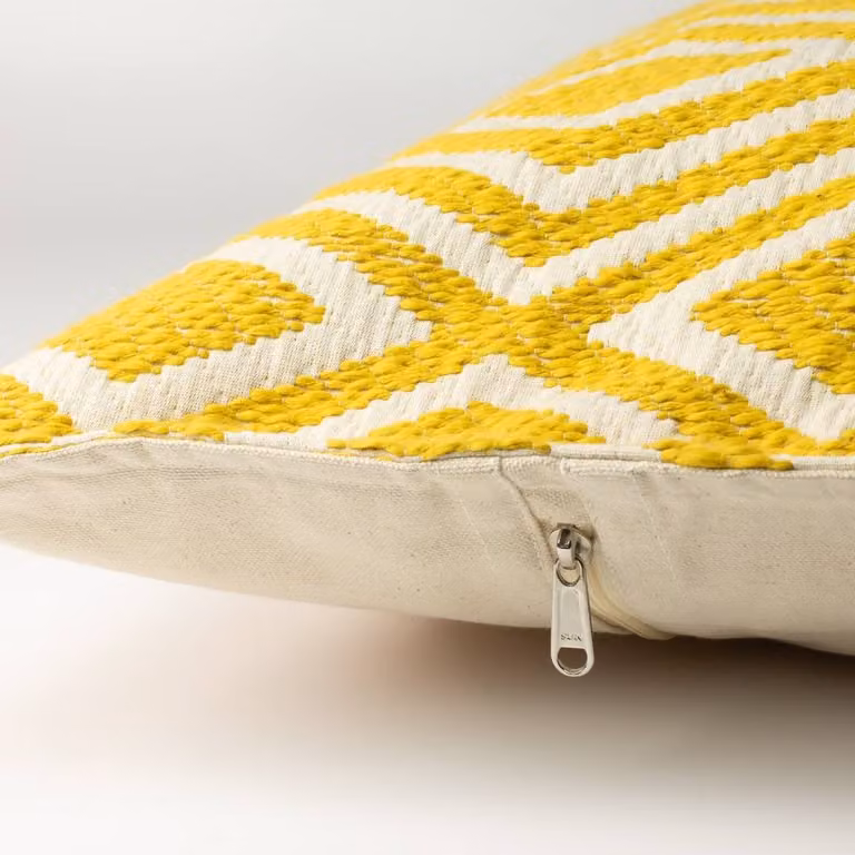 Serenityy Mustard Yellow Diamond Pattern Cotton Cushion Cover, W/D/H: 60 x 60 x 0 cm