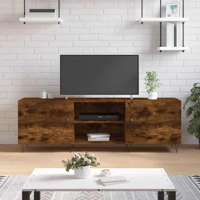 Berkfield Home Smoked Oak TV Cabinet in Brown, W/D/H: 150 x 30 x 50 cm – 1