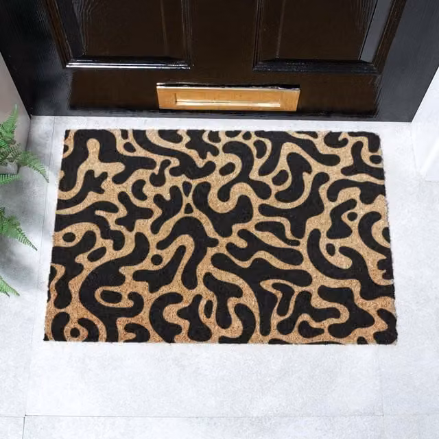 Artsy Mats Trendy Blobs Pattern Design Doormat in Black, W/D/H: 60 x 40 x 1 cm