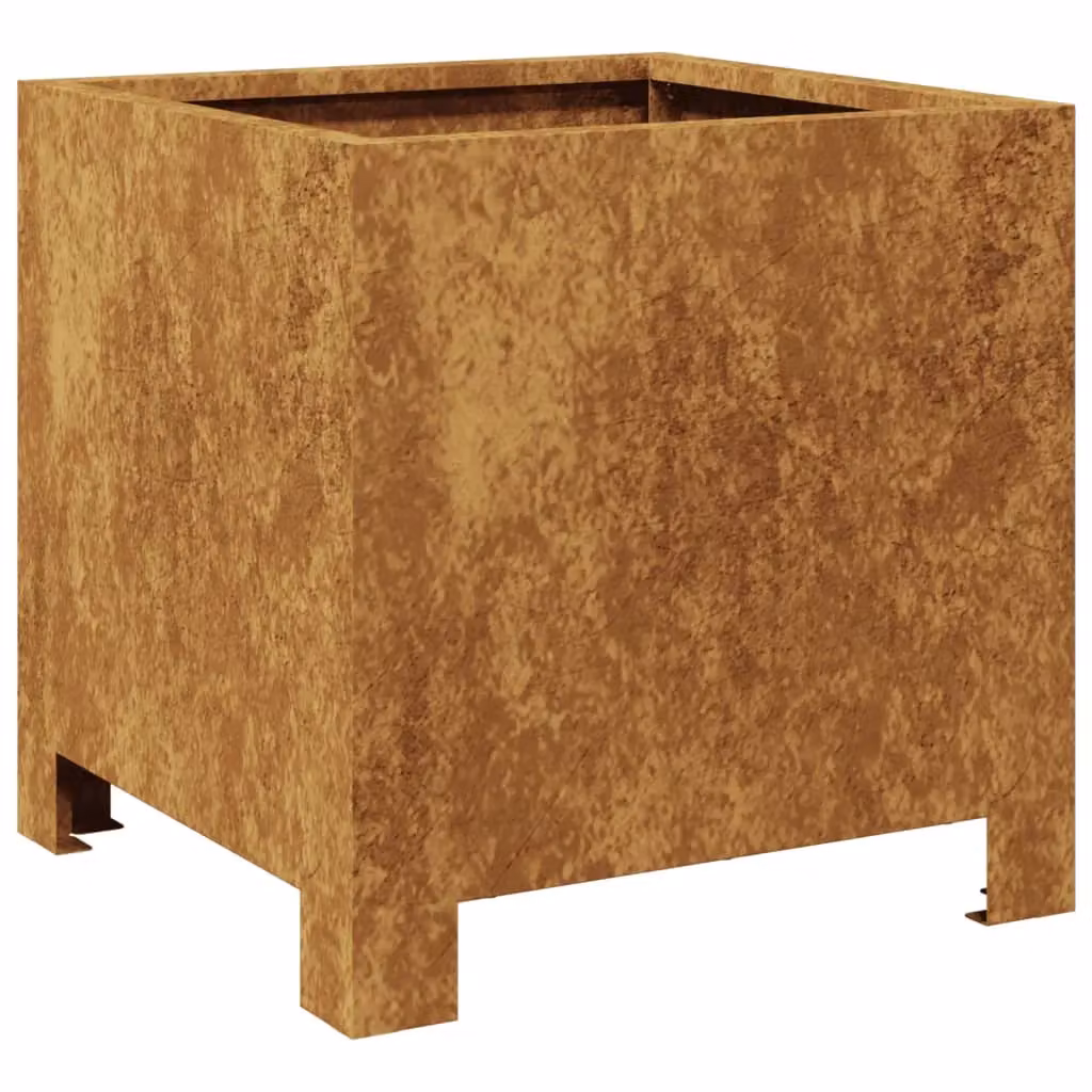 Berkfield Home Garden Corten Steel Planter Set in Brown, 2 Pieces, W/D/H: 30 x 30 x 30 cm – 4