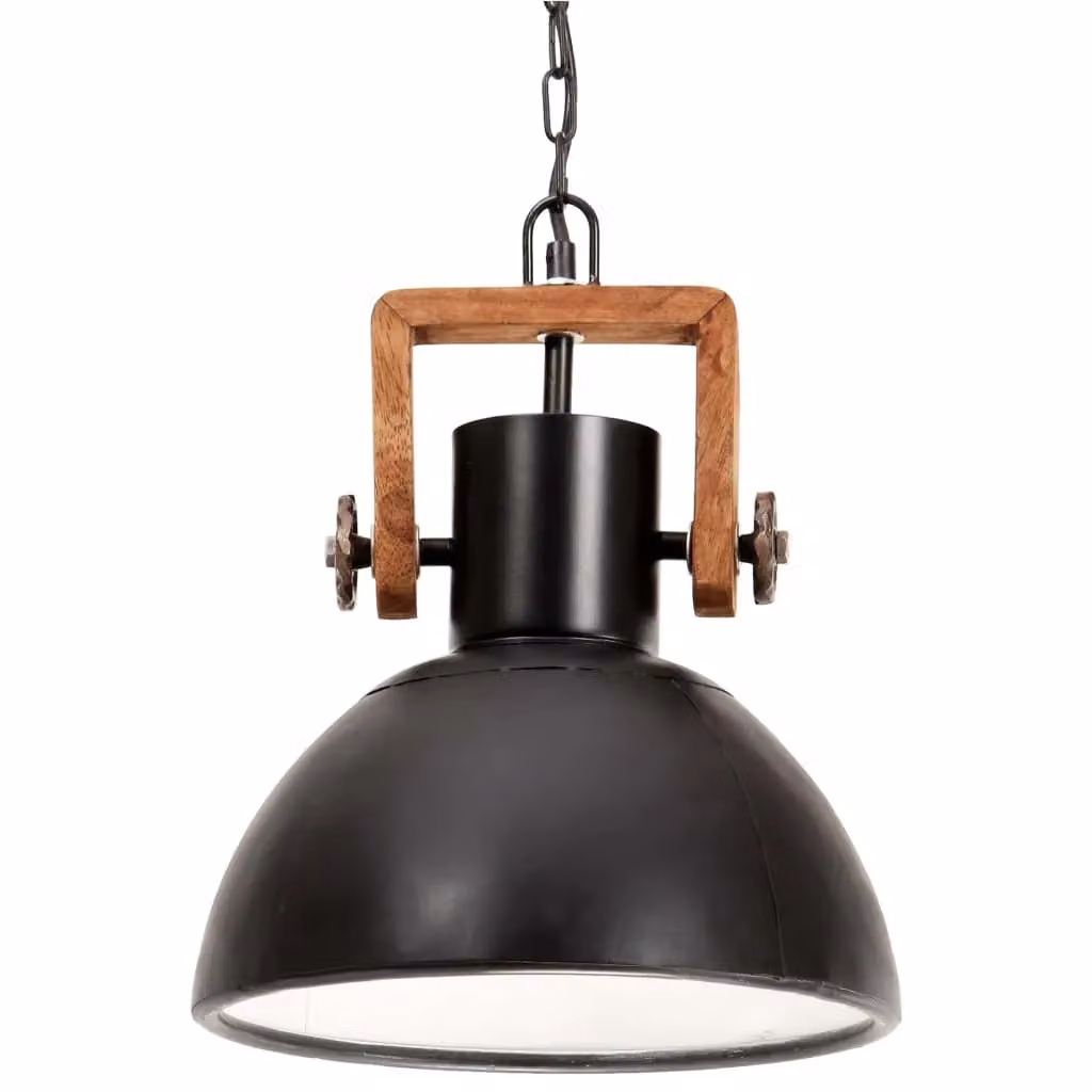 Berkfield Home Industrial Round Hanging Lamp in Black and Brown, Diameter: 30 cm, E27, 25 W – 2
