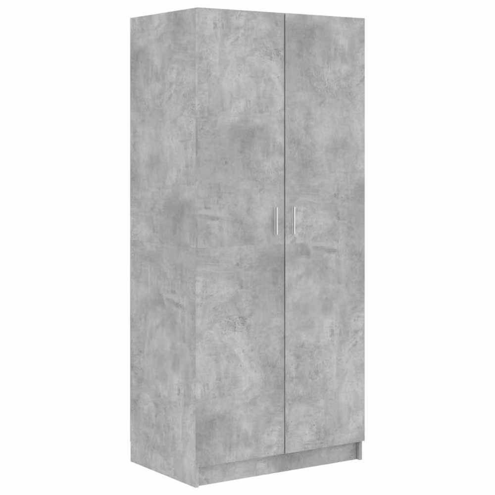 Berkfield Home Concrete Grey Wardrobe with Hinged Doors, W/D/H: 80 x 52 x 180 cm – 2