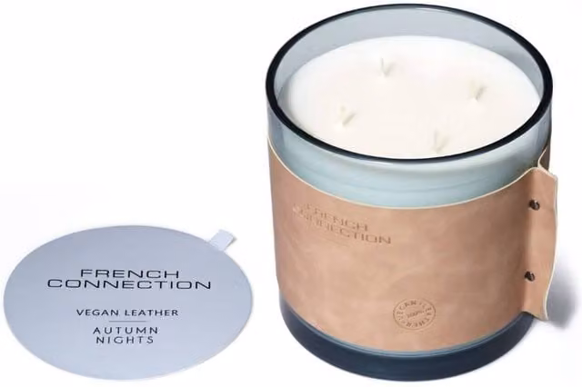 French Connection High Autumn Nights Luxury 4 Wick Scented Leather Candle, 1.46kg