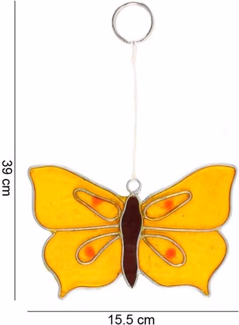 KDMK Brimstone Butterfly Glass Hanging Window Suncatcher Decor in Yellow