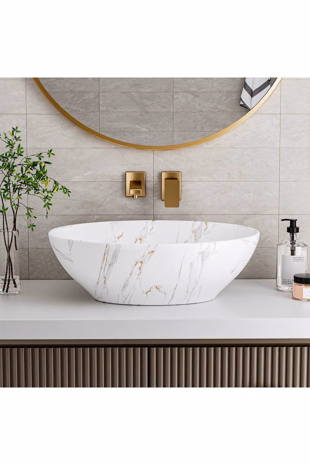 Living and Home Oval Ceramic Bathroom Vessel Sink in White – 2