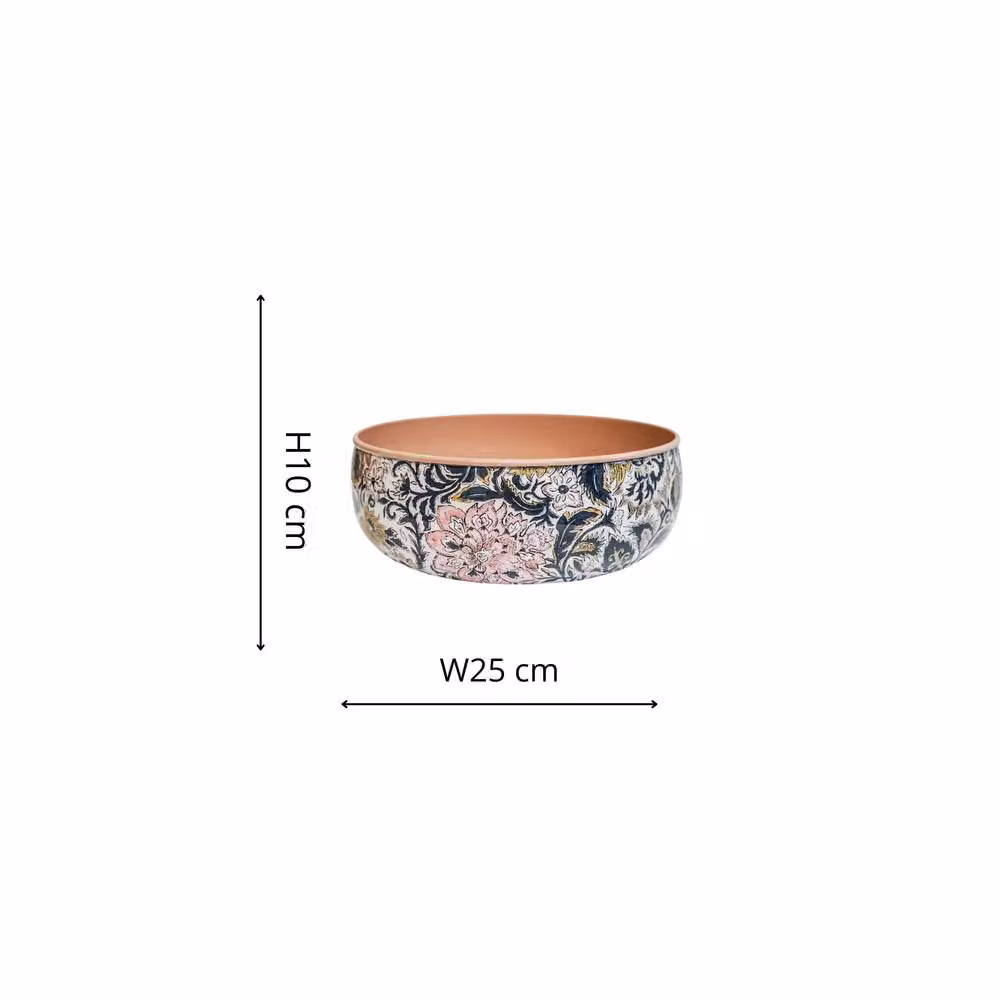 Ivyline Maisie Vintage Pattern Metal Planting Bowl, Pink, H: 10 cm, D: 25 cm – 2