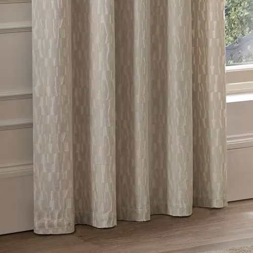 Paoletti Manhattan Velvet Blackout Eyelet Curtains, Beige, H 229 x W 229 cm – 2