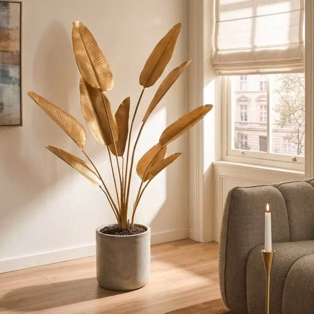 Wyld and Coco Artificial Banana Tree in Gold, Height: 162 cm – 1