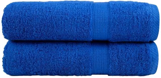 Berkfield Home SOLUND Premium Cotton Terry Bath Towels, Blue, 2 Pack, W: 100 cm, L: 150 cm, 600gsm