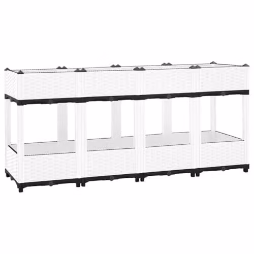vidaXL White Plastic Raised Bed W/D/H: 160 x 40 x 71 cm